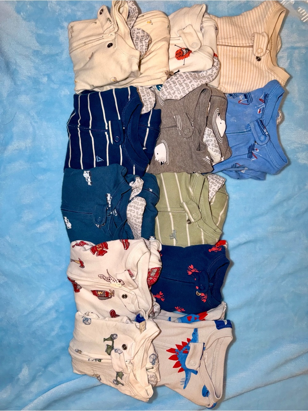 Carter's Multi-Color Baby Pajama Onesies Pack - Blue, Navy, Gray, Green, Cream